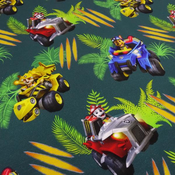 Stoff Baumwolle Jersey Paw Patrol grün blau rot gelb bunt Lizenzstoff Kinderstoff Kleiderstoff