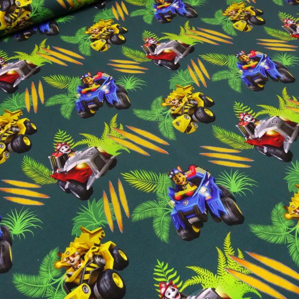 Stoff Baumwolle Jersey Paw Patrol grün blau rot gelb bunt Lizenzstoff Kinderstoff Kleiderstoff