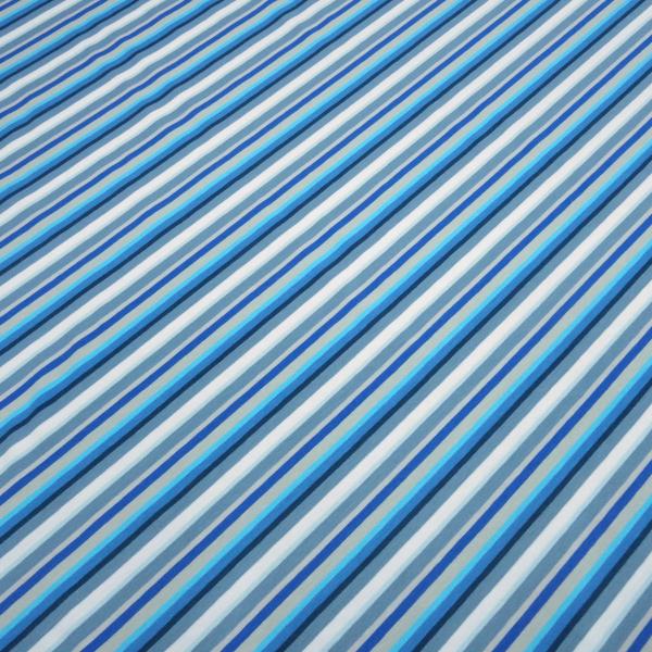 Fabric cotton jersey with colorful stripes design blue turquoise white gray colorful stripes dress fabric children's fabric