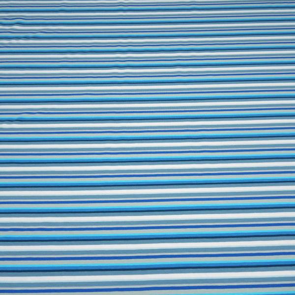 Fabric cotton jersey with colorful stripes design blue turquoise white gray colorful stripes dress fabric children's fabric