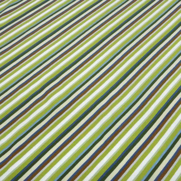 Stoff Baumwolle Jersey mit bunten Streifen Design grün braun weiß blau grau bunt gestreift Kleiderstoff Kinderstoff