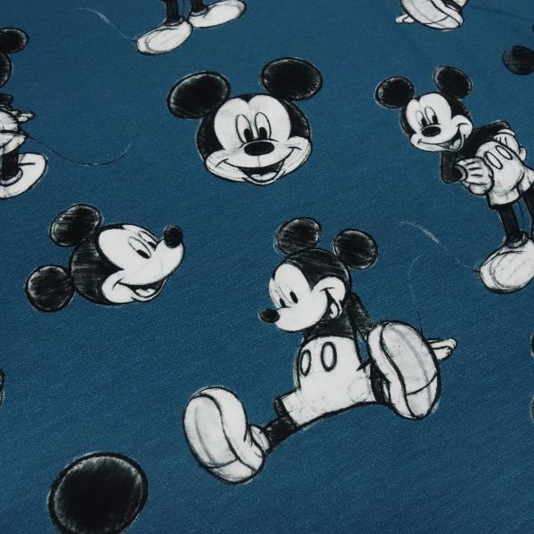Fabric cotton jersey Disney Mickey Mouse retro design blue black white license fabric children's clothing fabric