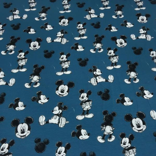 Fabric cotton jersey Disney Mickey Mouse retro design blue black white license fabric children's clothing fabric