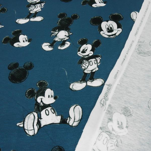 Fabric cotton jersey Disney Mickey Mouse retro design blue black white license fabric children's clothing fabric