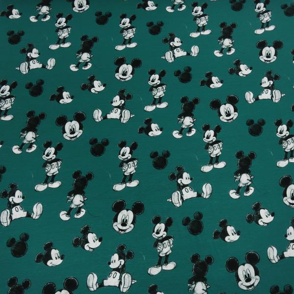 Fabric cotton jersey Disney Mickey Mouse retro design green black white license fabric children's fabric dress fabric