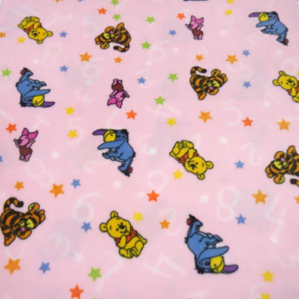 Stoff Microfleece Wellnessfleece Fleece mit Disney Winnie Pooh Design rosa bunt Kinderstoff Kleiderstoff Dekostoff Lizenzstoff