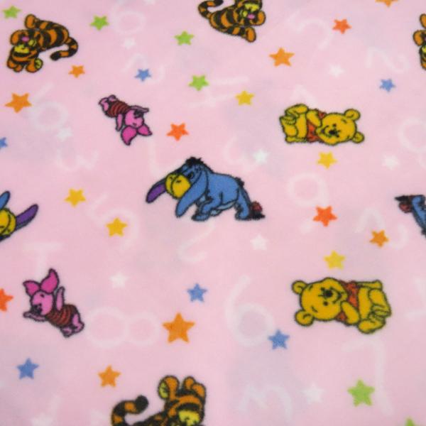 Stoff Microfleece Wellnessfleece Fleece mit Disney Winnie Pooh Design rosa bunt Kinderstoff Kleiderstoff Dekostoff Lizenzstoff