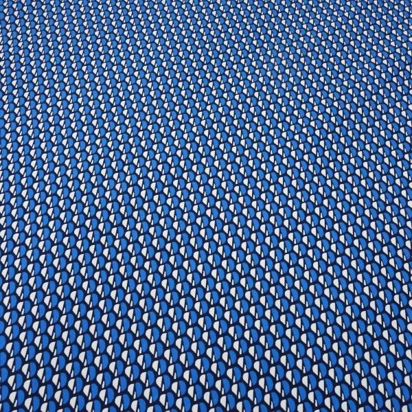Stoff Bengaline Stretch kleingemustert blau weiß schwarz Kleiderstoff Hosenstoff