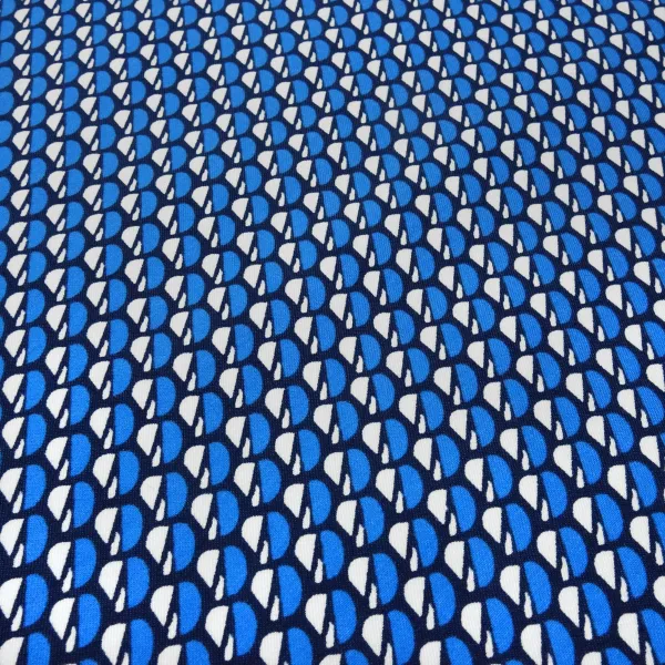 Stoff Bengaline Stretch kleingemustert blau weiß schwarz Kleiderstoff Hosenstoff