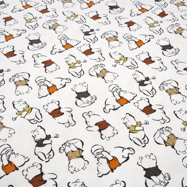 Stoff Baumwolle Jersey Disney Winnie Pooh Design ecrú orange braun bunt Kinderstoff Kleiderstoff Lizenzstoff