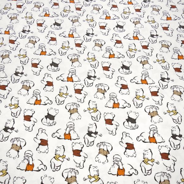 Stoff Baumwolle Jersey Disney Winnie Pooh Design ecrú orange braun bunt Kinderstoff Kleiderstoff Lizenzstoff