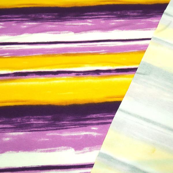 Fabric viscose jersey with colorful stripe design yellow purple lilac white striped dress fabric children's fabric