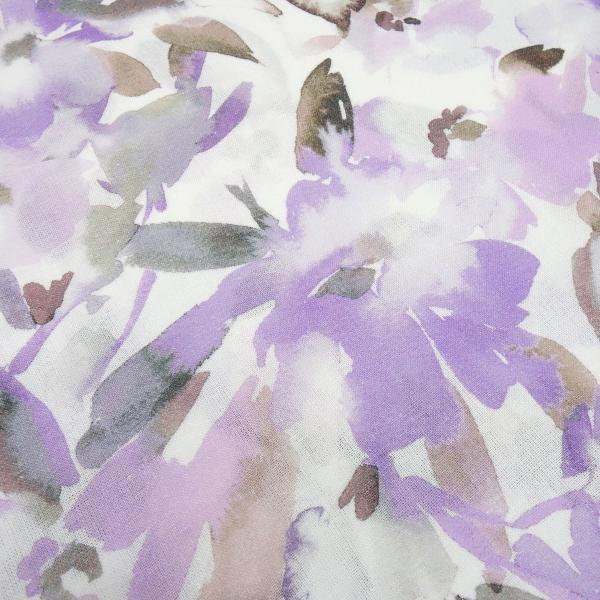 Fabric viscose linen voile blouse fabric with flower blossom design white lilac gray beige brown dress fabric
