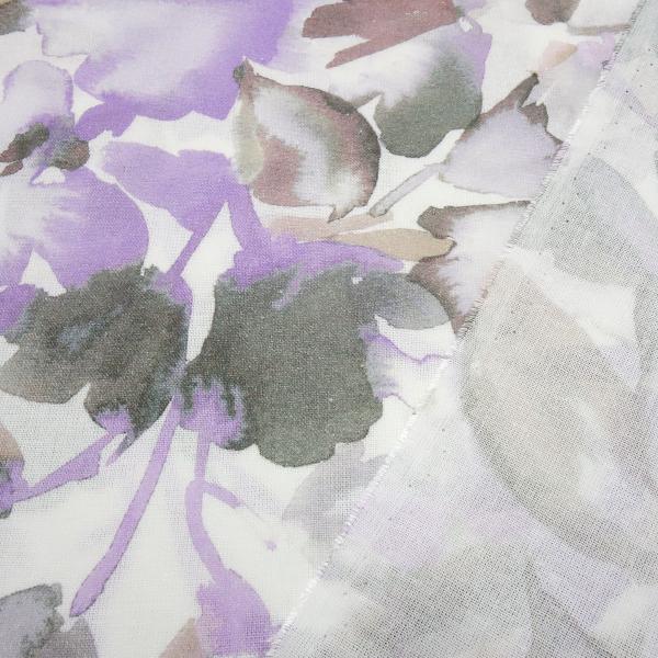 Fabric viscose linen voile blouse fabric with flower blossom design white lilac gray beige brown dress fabric