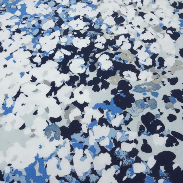 Stoff Viskose Jersey mit abstrakten Design weiß grau blau marine Kleiderstoff Kinderstoff