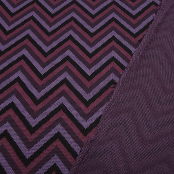 Fabric stretch jacquard knit jersey zig zag design pink lilac black purple dress fabric children's fabric