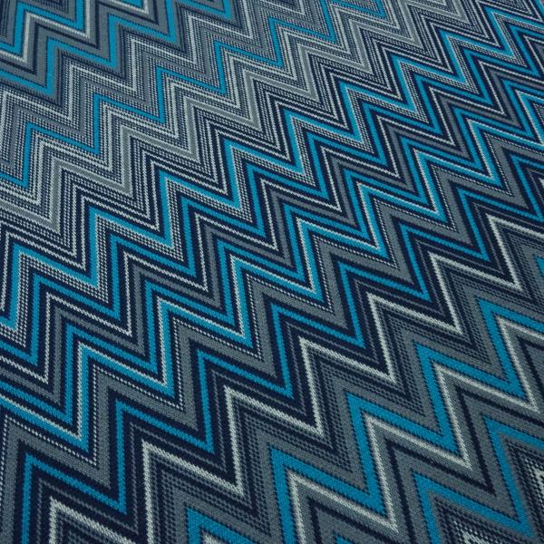 Fabric jacquard jersey zig zag design turquoise navy gray white dress fabric children's fabric