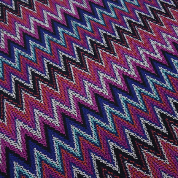 Fabric knit jersey zig zag design pink red black white purple dress fabric children's fabric