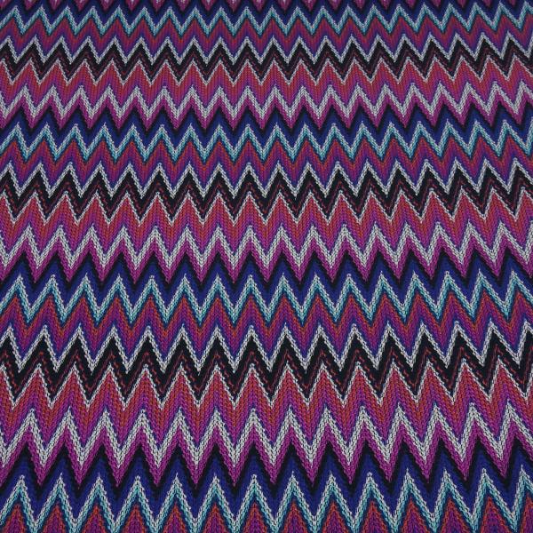Fabric knit jersey zig zag design pink red black white purple dress fabric children's fabric