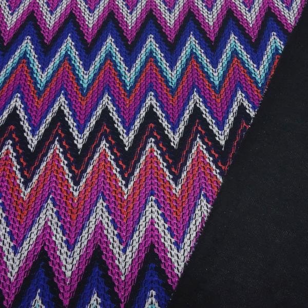 Fabric knit jersey zig zag design pink red black white purple dress fabric children's fabric