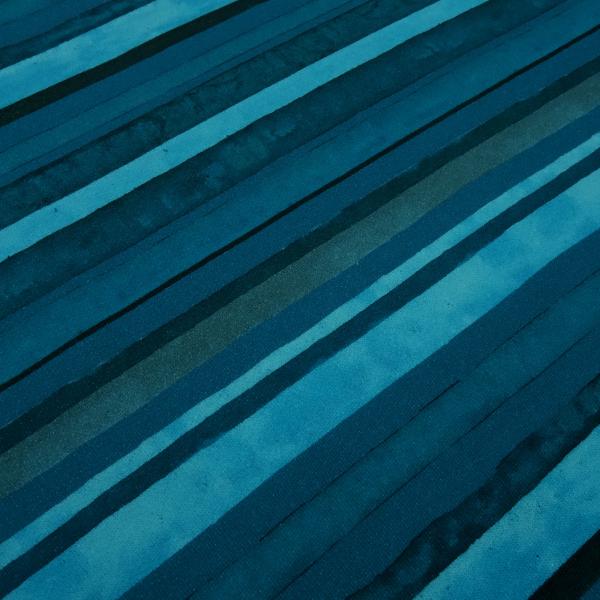 Fabric cotton sweatshirt fabric with striped design in teal, blue, and turquoise children's clothing fabric