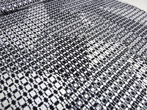 Stoffreststück 42 cm x 150 cm Jersey Patchwork Abstrakt Druck schwarz grau weiß Kleiderstoff​