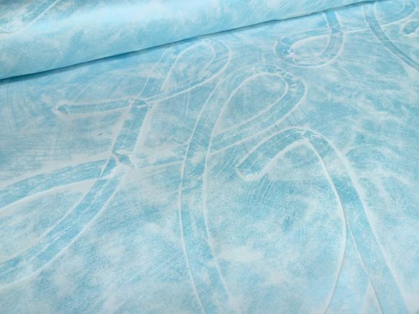 Stoff Ital. Baumwoll Stretch Bändchen Bestickung metallic blau weiß Kleiderstoff Jackenstoff Kostümstoff