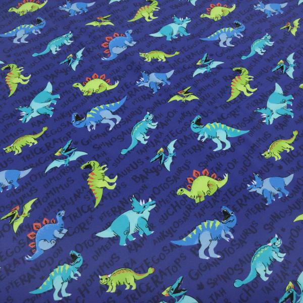 Fabric cotton jersey dinosaurs dinosaurs royal blue turquoise green colorful children's fabric dress fabric by the meter