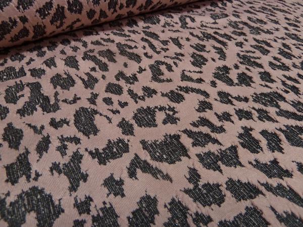 Fabric knitted fabric jacquard leopard design old pink black silver lurex dress fabric