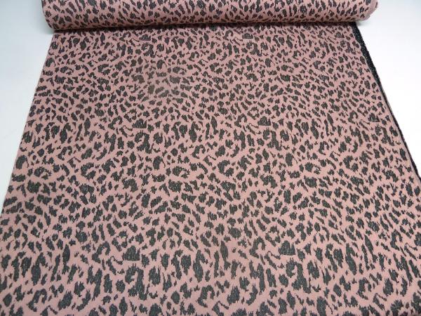 Fabric knitted fabric jacquard leopard design old pink black silver lurex dress fabric
