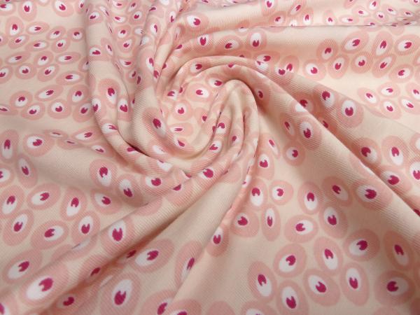 Stoff Baumwolle Jersey Punkte Kreise Eier grafische Muster retro rosa nude weiß pink Kleiderstoff Kinderstoff