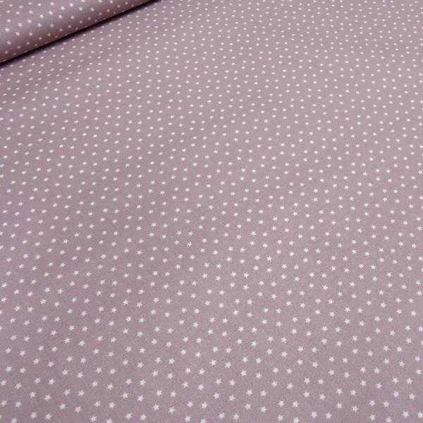 Stoff Baumwolle Popeline 4 mm Sterne Sternchen Design altrosa weiß Kleiderstoff Blusenstoff Dekostoff