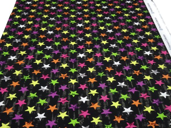 Fabric cotton french terry sweatshirt fabric vintage stars design multicolor black gray colorful children's fabric dress fabric