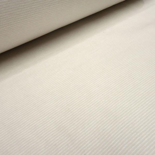 Stoff Baumwolle Bündchenstoff Ringelbündchen Schlauchware 1mm fein gestreift beige-weiß