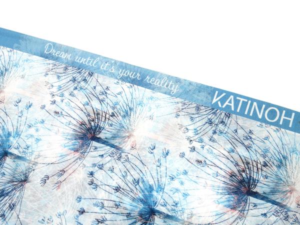 Fabric cotton jersey with dandelion flowers design white turquoise blue colorful dress fabric children's fabric
