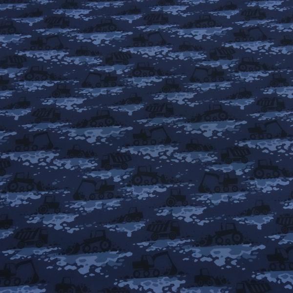 Fabric cotton French Terry sweatshirt fabric excavator truck construction site vehicles design blue light blue black children's fabric dress fabric