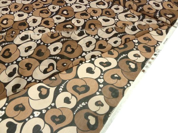Fabric chiffon with heart design brown beige black blouse fabric dress fabric