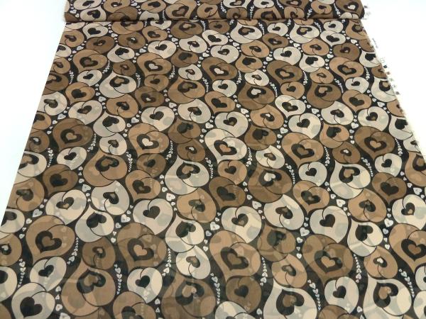 Fabric chiffon with heart design brown beige black blouse fabric dress fabric