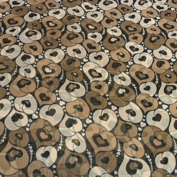 Fabric chiffon with heart design brown beige black blouse fabric dress fabric