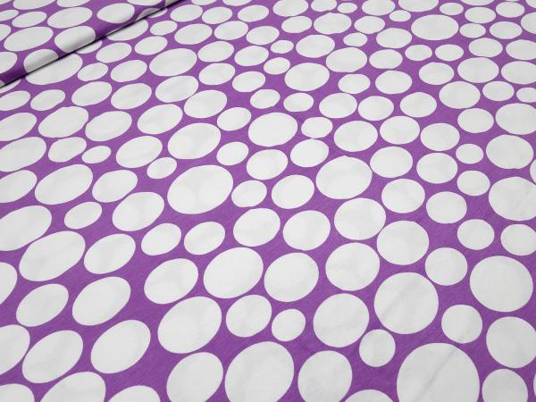 Fabric viscose jersey dots circles design purple lilac white dress fabric