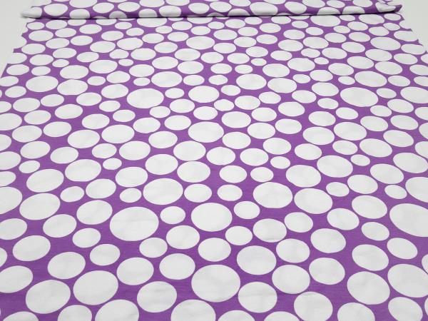 Fabric viscose jersey dots circles design purple lilac white dress fabric