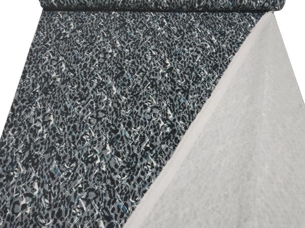 Stoff Feinstrick Jacquard Abstrakt Design schwarz weiß grau petrol Kleiderstoff