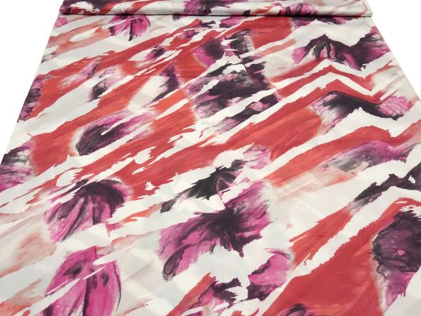 Fabric 100% cotton with abstract design white red pink obergine blouse fabric dress fabric