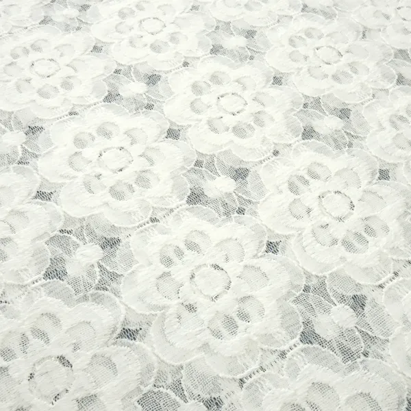 Stoff Spitze Spitzenstoff Blumenmuster cremeweiß Kleiderstoff Hochzeitsstoff