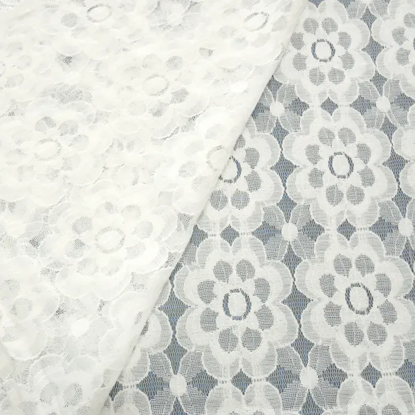 Stoff Spitze Spitzenstoff Blumenmuster cremeweiß Kleiderstoff Hochzeitsstoff