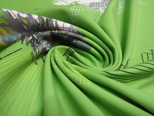 Stoff Stoffpanel Panel Jersey grafisches Muster Ornamente grün bunt Kleiderstoff​ Tanzsportstoff