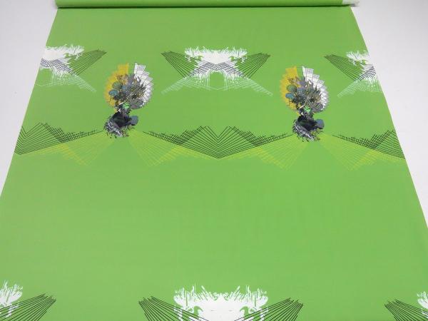 Stoff Stoffpanel Panel Jersey grafisches Muster Ornamente grün bunt Kleiderstoff​ Tanzsportstoff
