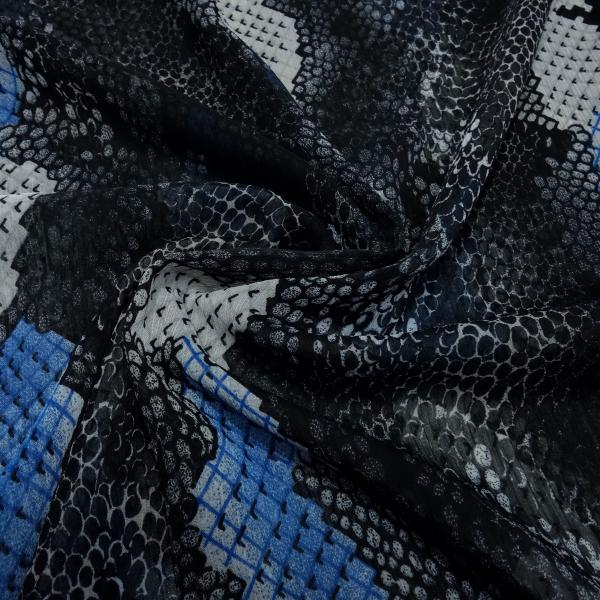 Fabric crêpe chiffon with snake pattern design black blue gray blouse fabric dress fabric