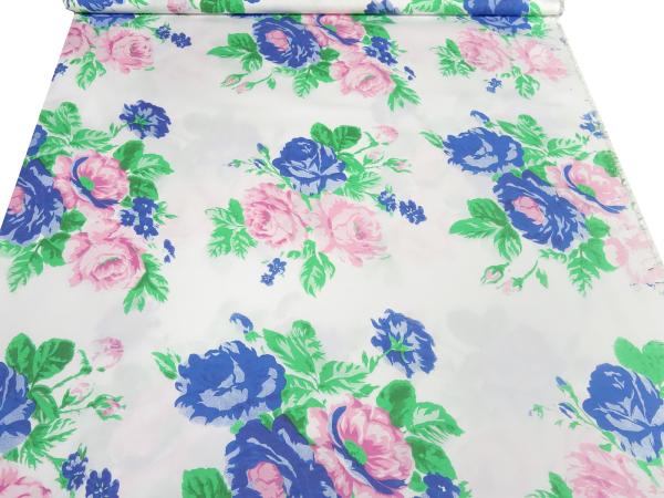 Stoff Baumwolle Stretch Popelin Rosen Design weiss blau grün rosa bedruckt Blusenstoff Kleiderstoff