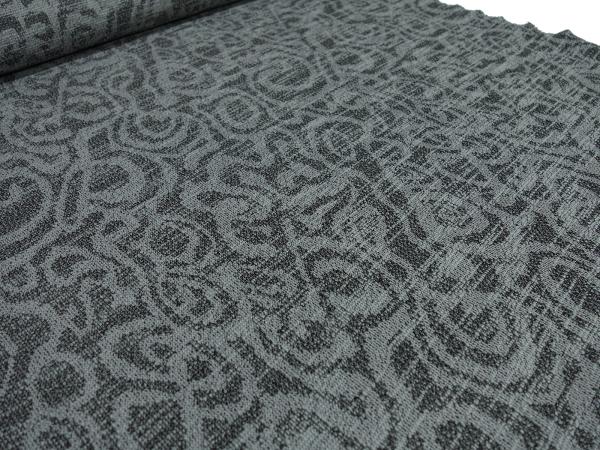 Stoff Feinstrick Jacquard Strickstoff mit geometrischen Muster grau schwarz Kleiderstoff